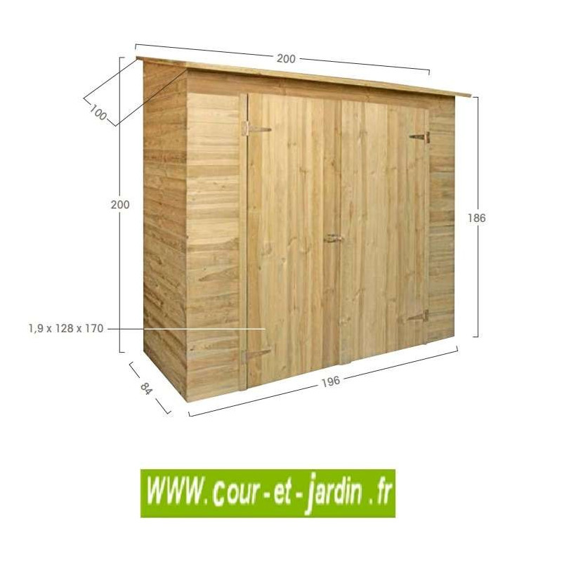 Armoire de jardin bois, rangement extérieur, adossable, armoires jardin