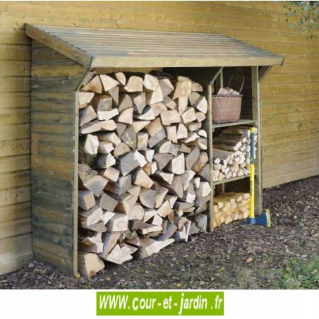 Abri pour le bois de chauffage, SPLIT 1, 5 stère - 2 étagères - bois traité