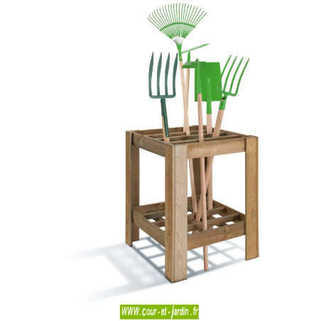 Range outils Pratik en bois traité. Râtelier outils de jardin