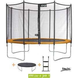 Ce Trampoline FUNNI POP 430 ou trampoline de jardin est vendu avec son échelle et une couverture de protection